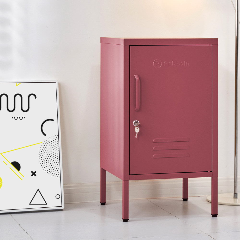 Out of stock!  ArtissIn Bedside Table Metal Cabinet - MINI Pink