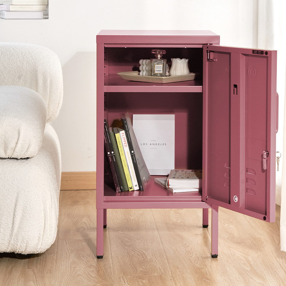 Out of stock!  ArtissIn Bedside Table Metal Cabinet - MINI Pink