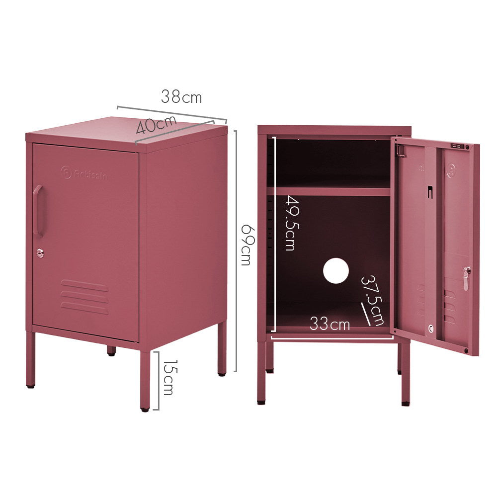 Out of stock!  ArtissIn Bedside Table Metal Cabinet - MINI Pink