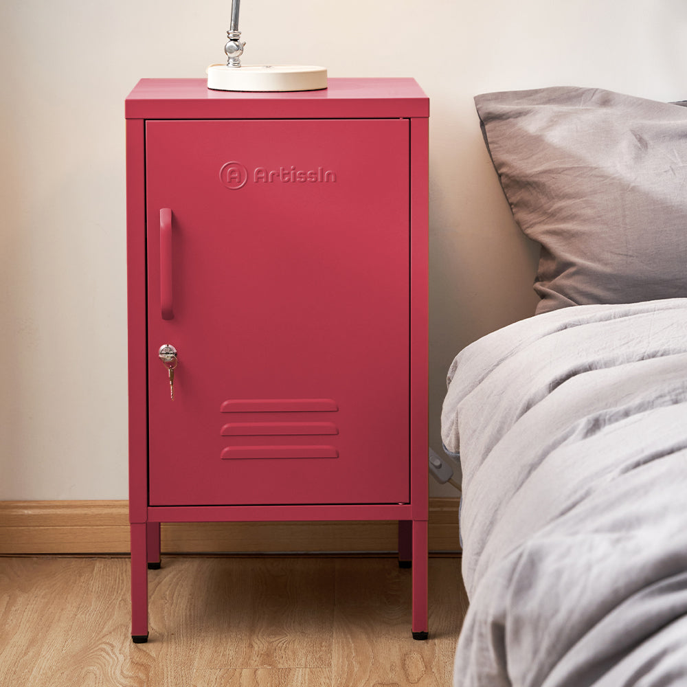 Out of stock!  ArtissIn Bedside Table Metal Cabinet - MINI Pink