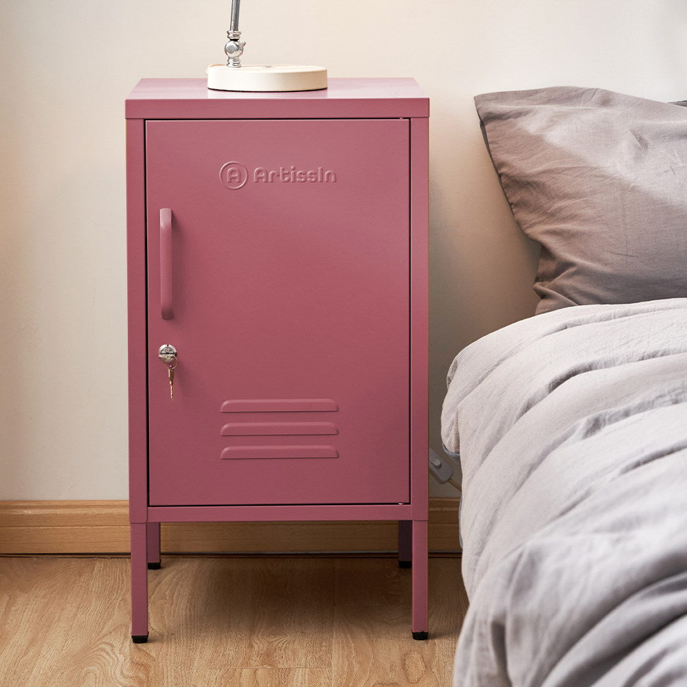 Out of stock!  ArtissIn Bedside Table Metal Cabinet - MINI Pink
