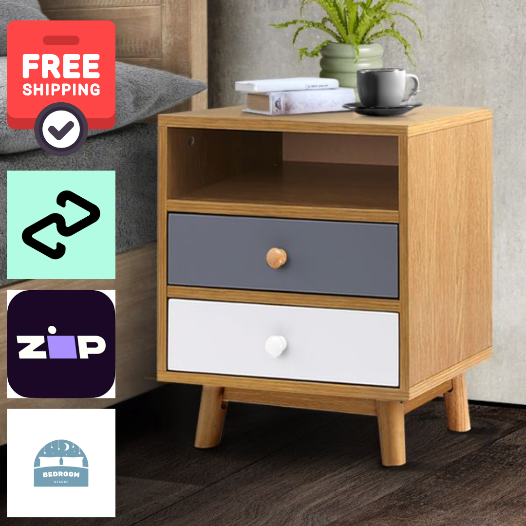 Out of Stock, sorry! Free Shipping on this Two Tone Wooden Bedside Table