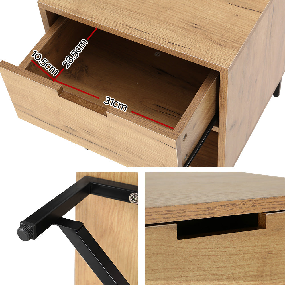 Bedside Table One Drawer and Shelf Rustic Oak Finish