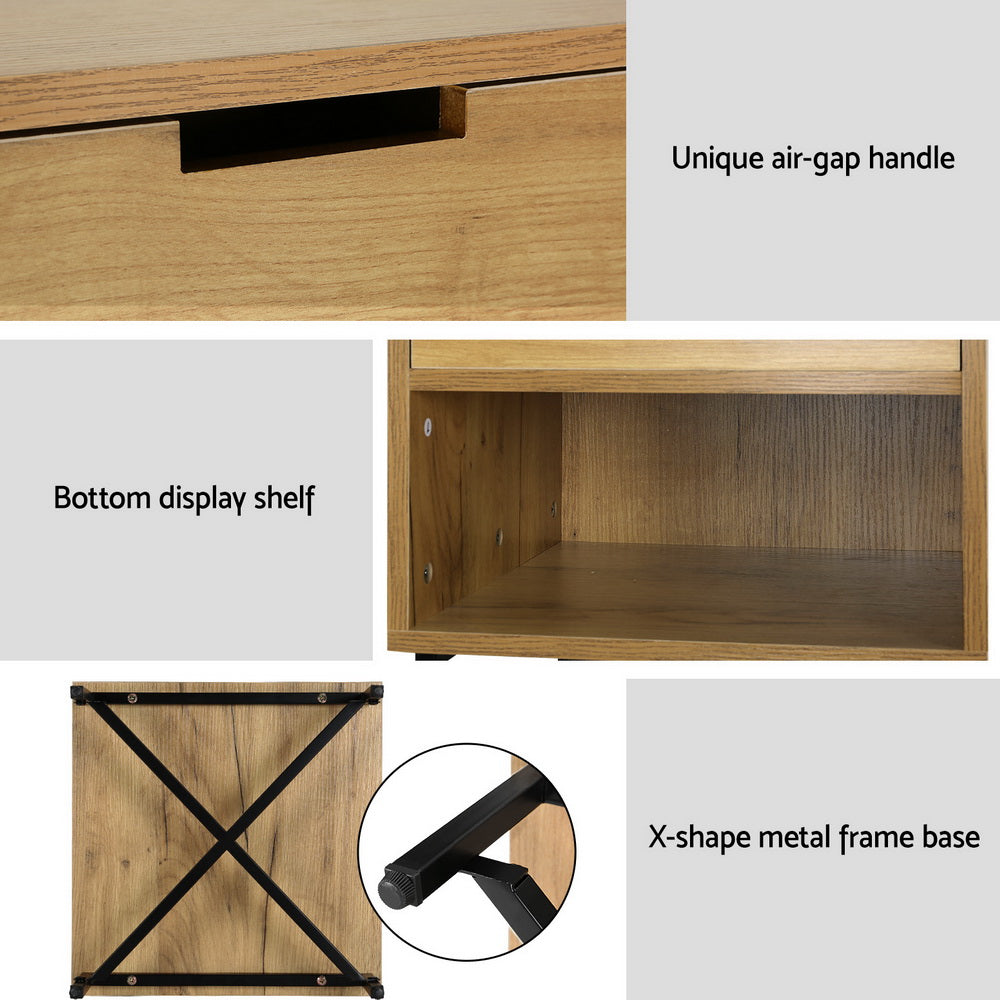 Bedside Table One Drawer and Shelf Rustic Oak Finish