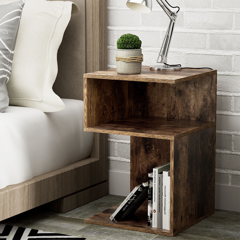 Funky Bedside Table in Rustic Oak Finish