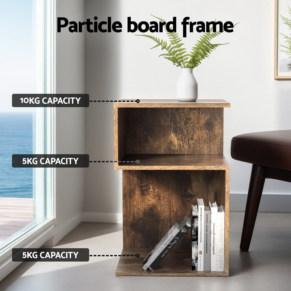 Funky Bedside Table in Rustic Oak Finish