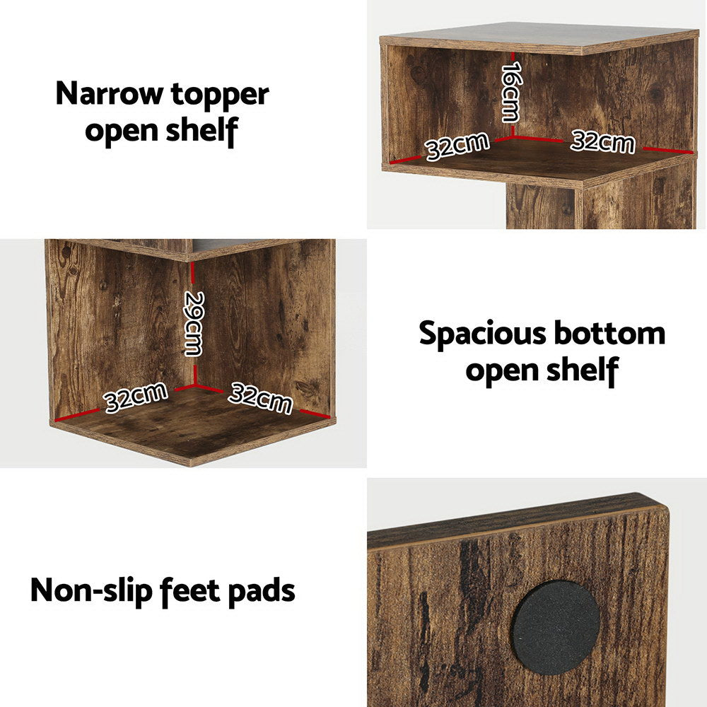 Funky Bedside Table in Rustic Oak Finish