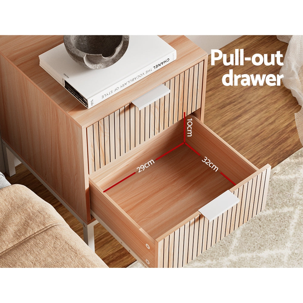 Retro Bedside Table - Two Drawers