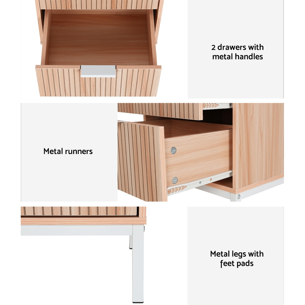 Retro Bedside Table - Two Drawers