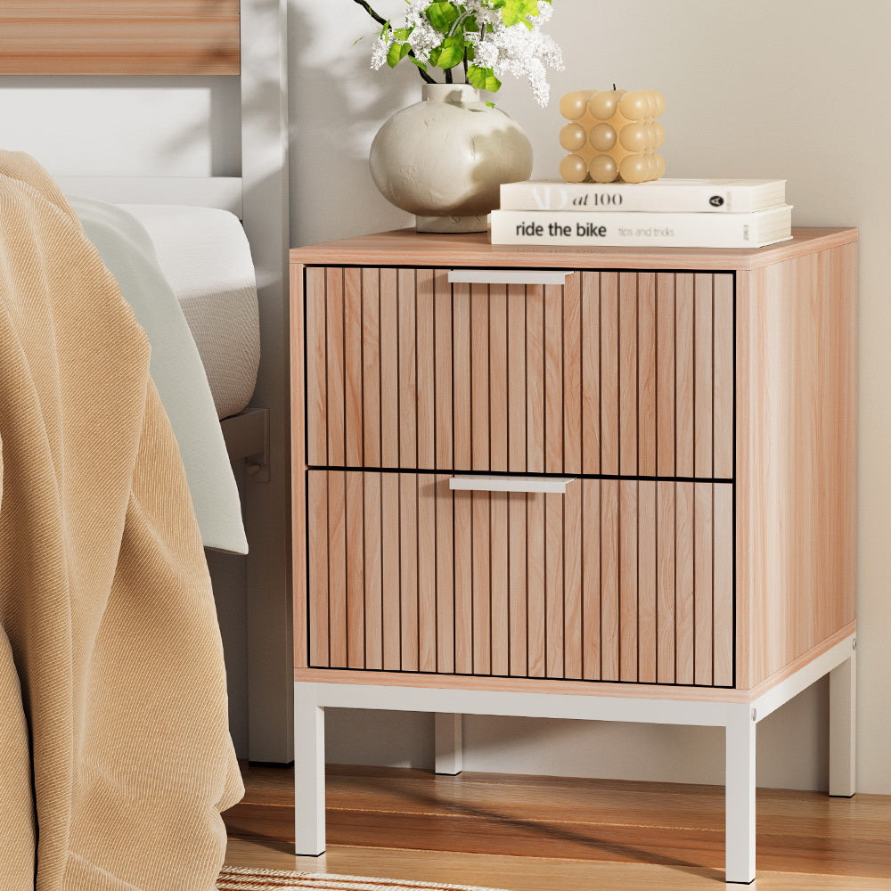 Retro Bedside Table - Two Drawers