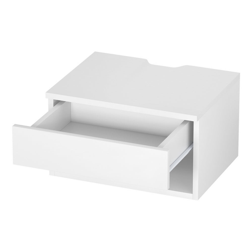 Floating Bedside Table/Nightstand With Drawer in White