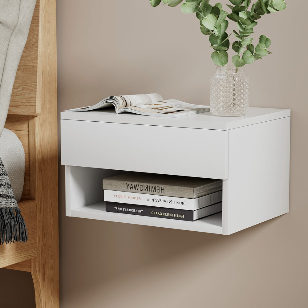 Free shipping on this Floating Bedside Table/Nightstand With Drawer in White