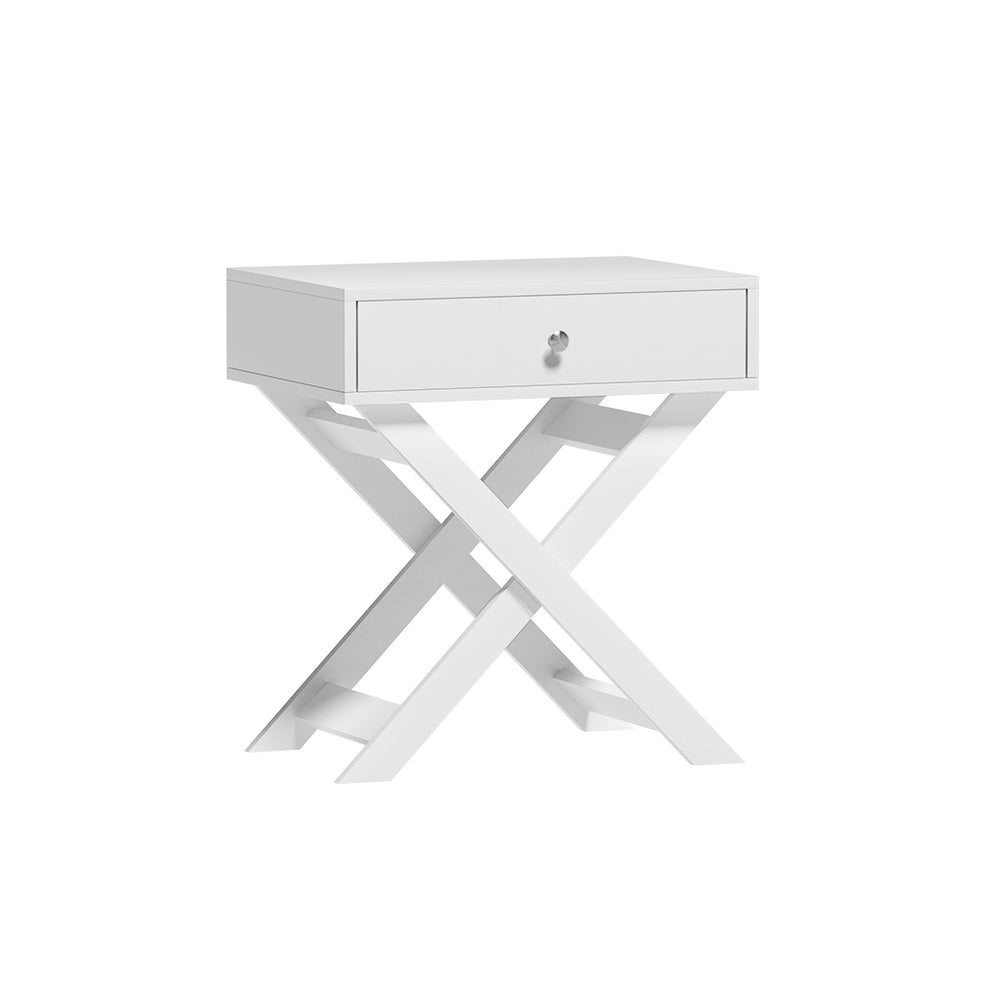 Bedside Table With Drawer - White