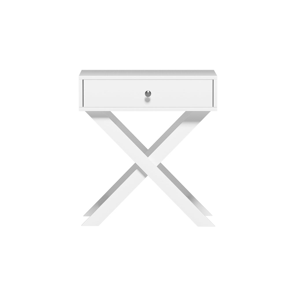 Bedside Table With Drawer - White