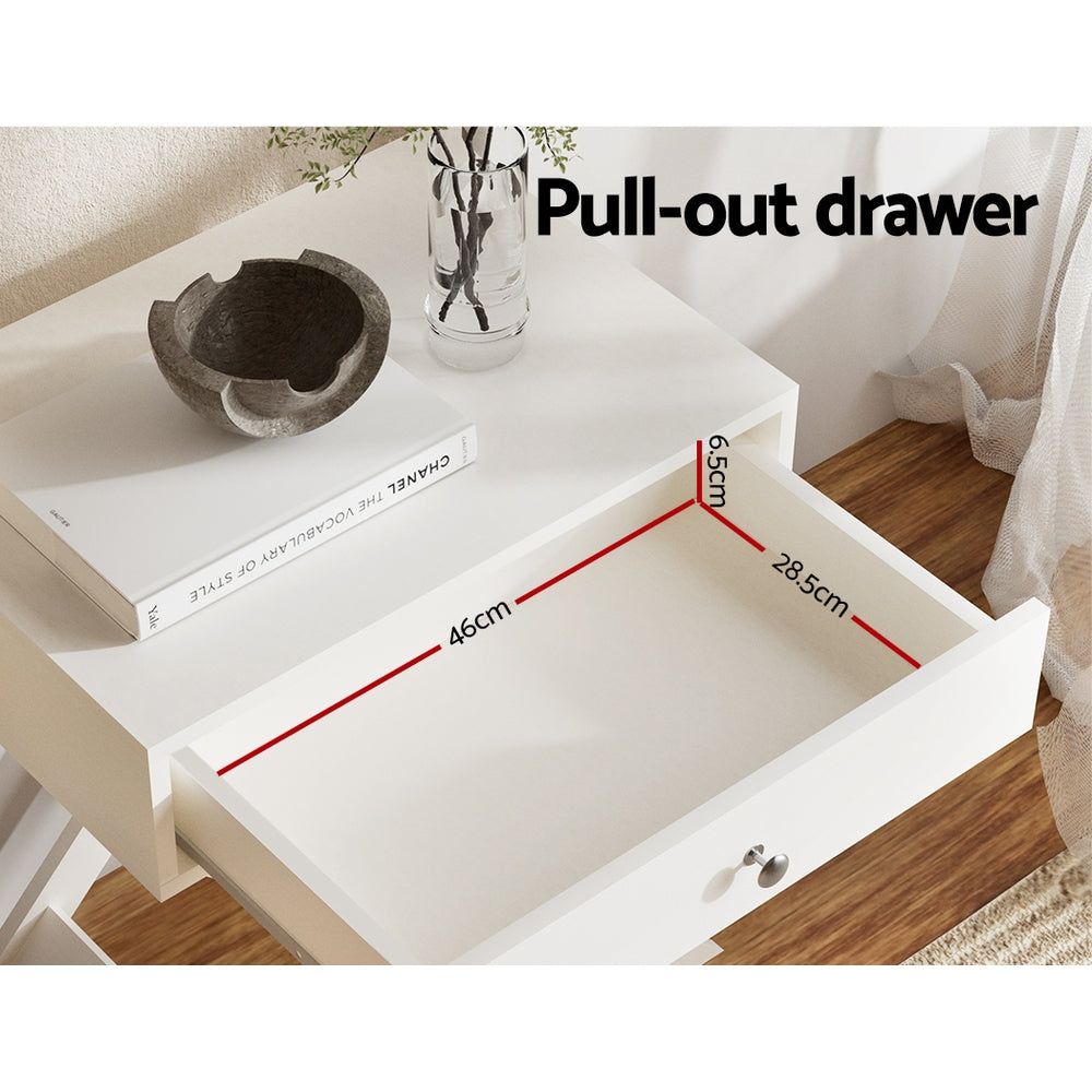 Bedside Table With Drawer - White