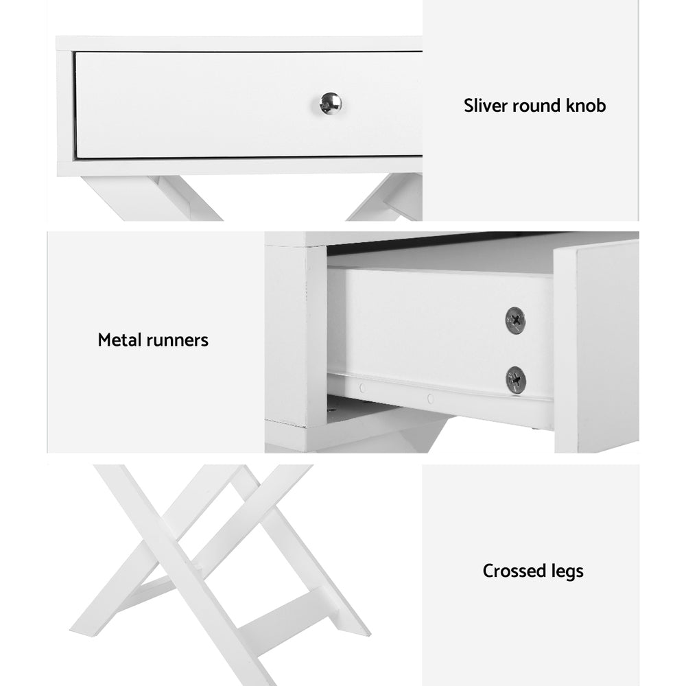 Bedside Table With Drawer - White