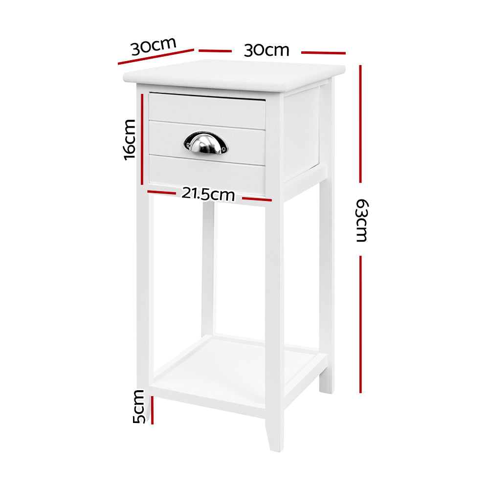 No Assembly Needed and Free Shipping! Vintage Look Bedside Table  - White