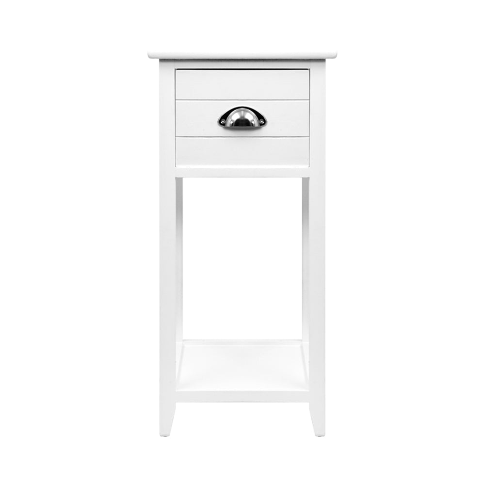 No Assembly Needed and Free Shipping! Vintage Look Bedside Table  - White