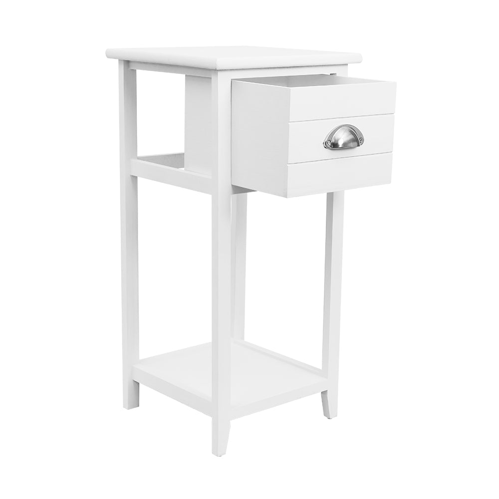No Assembly Needed and Free Shipping! Vintage Look Bedside Table  - White