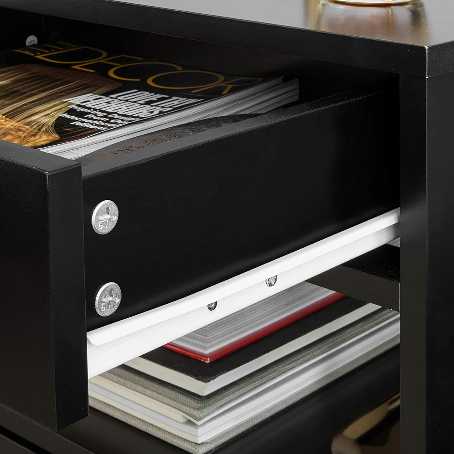 Out of stock! Free Shipping! Bedside Table with 2 Drawers - Black