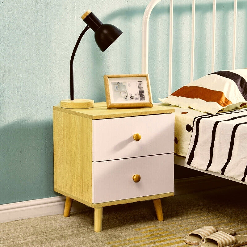 Free shipping on this Wooden Bedside Cabinet with Two Drawers and Sturdy Legs