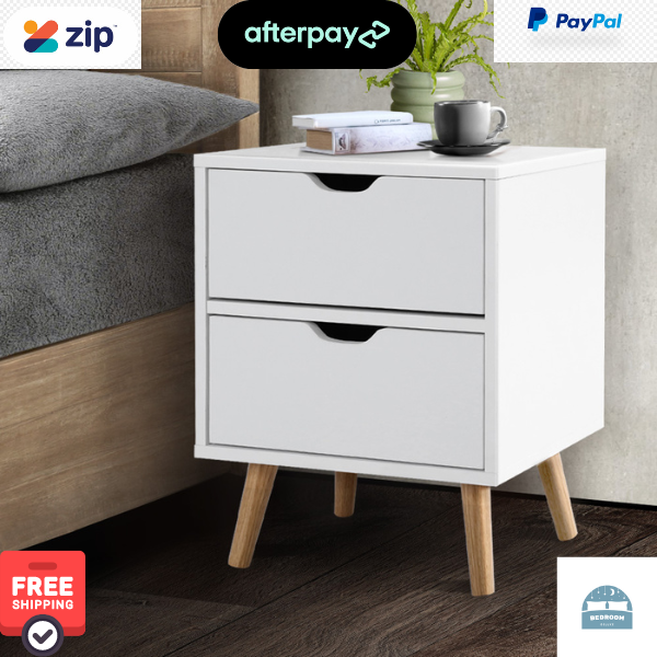 Free Shipping on this Scandi-Inspired Two Drawer Bedside Table in White