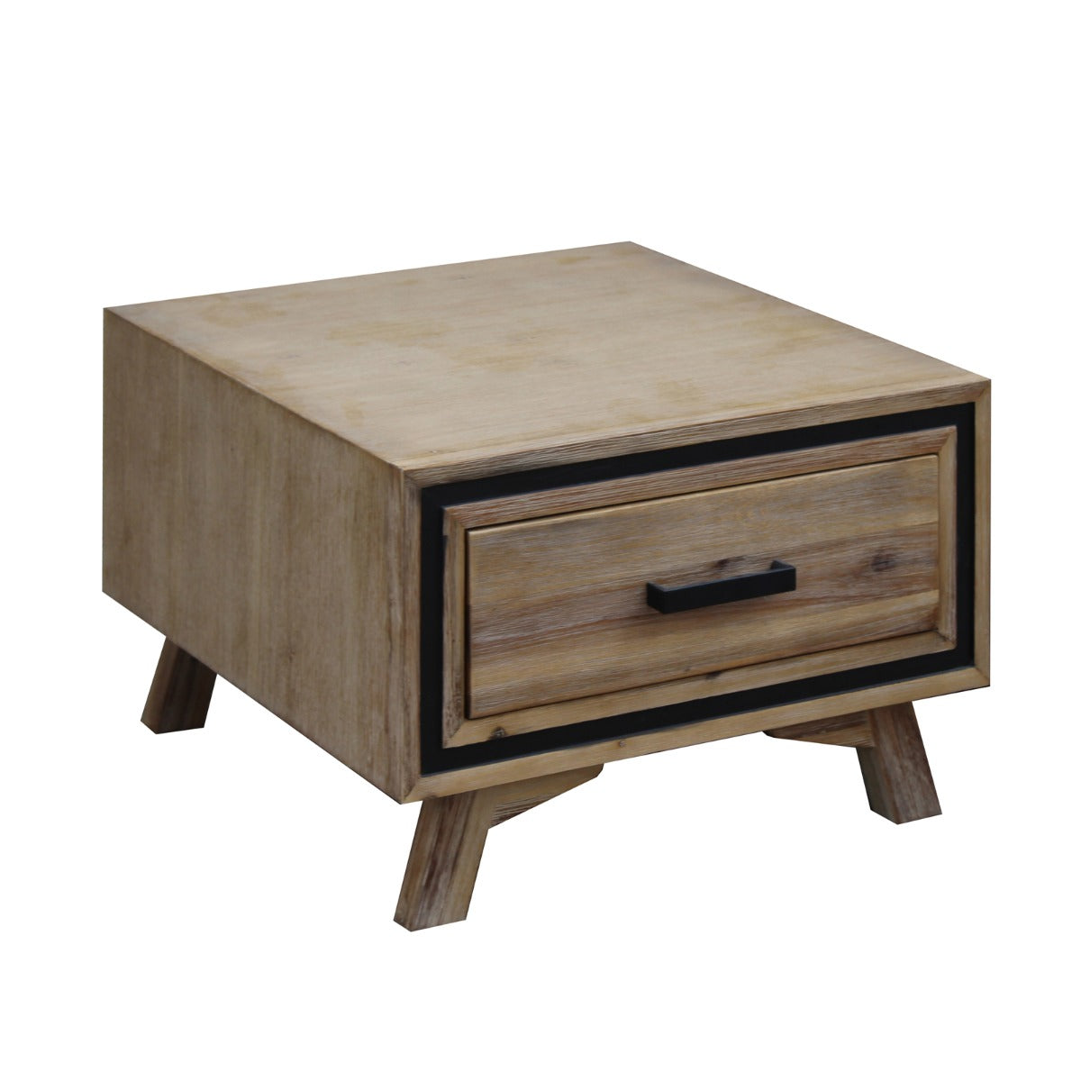 Out of Stock! Lamp Table with Storage Drawer In Silver Brush Colour