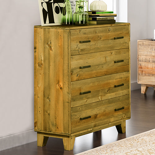 Out of Stock, Sorry! Tallboy with 4 Storage Drawers in Wooden Light Brown Colour