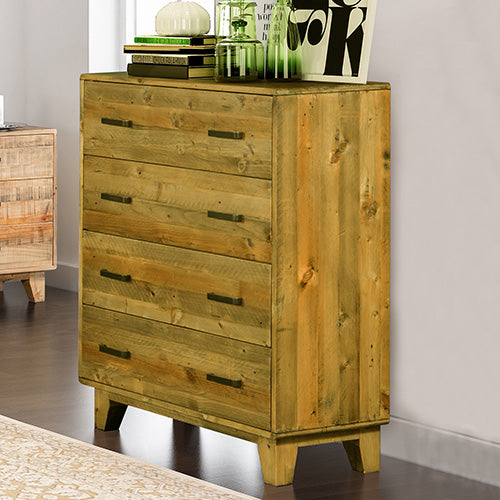 Out of Stock, Sorry! Tallboy with 4 Storage Drawers in Wooden Light Brown Colour