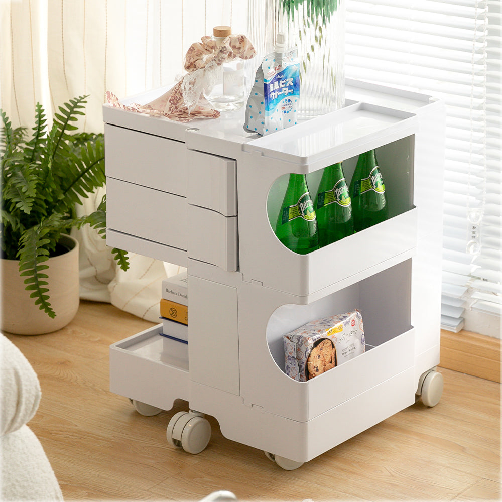 Bedside Table/Trolley Three Tier - White