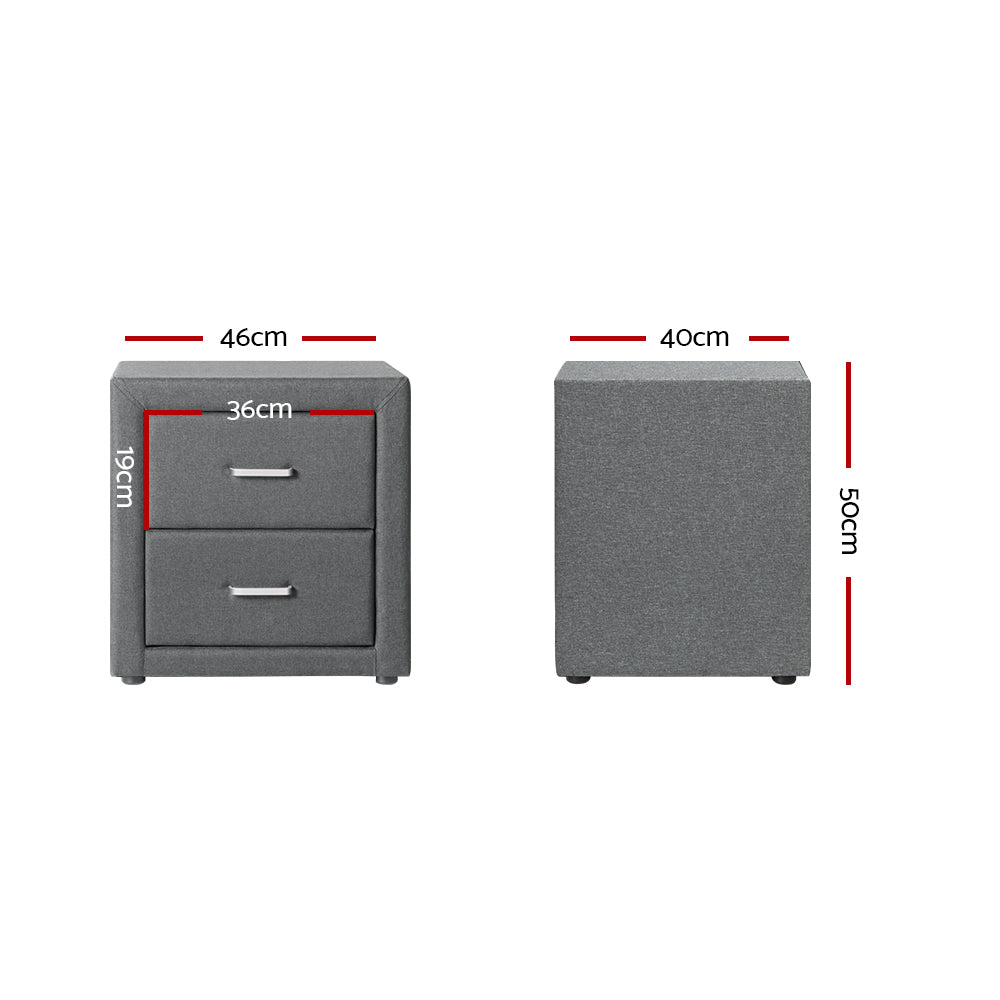 Bedside Table - Fabric Grey