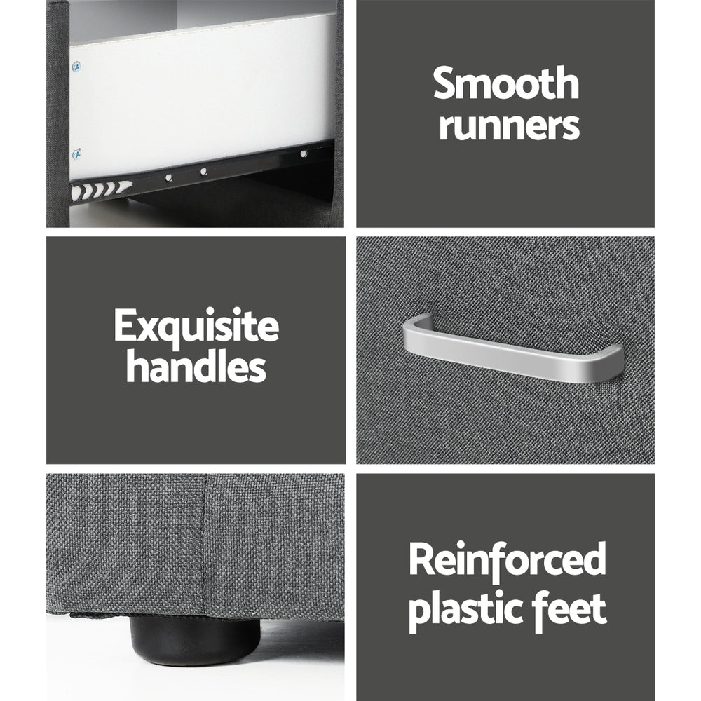 Bedside Table - Fabric Grey