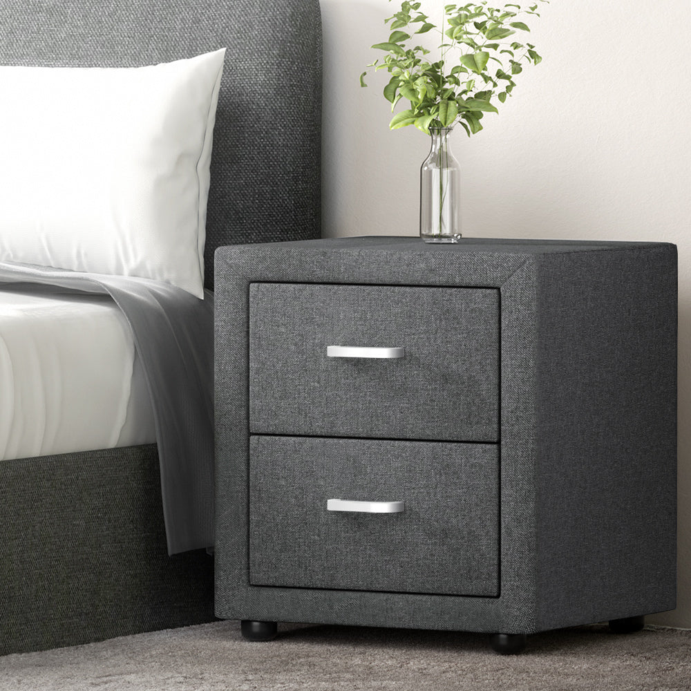 Bedside Table - Fabric Grey