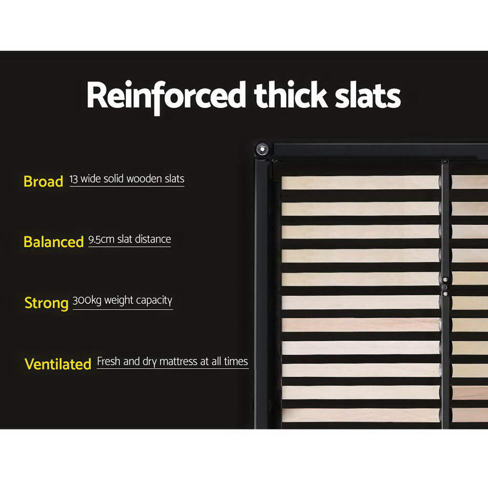 King Sized Bed Frame With Winged Headboard and Gas Lift Storage - Charcoal Fabric