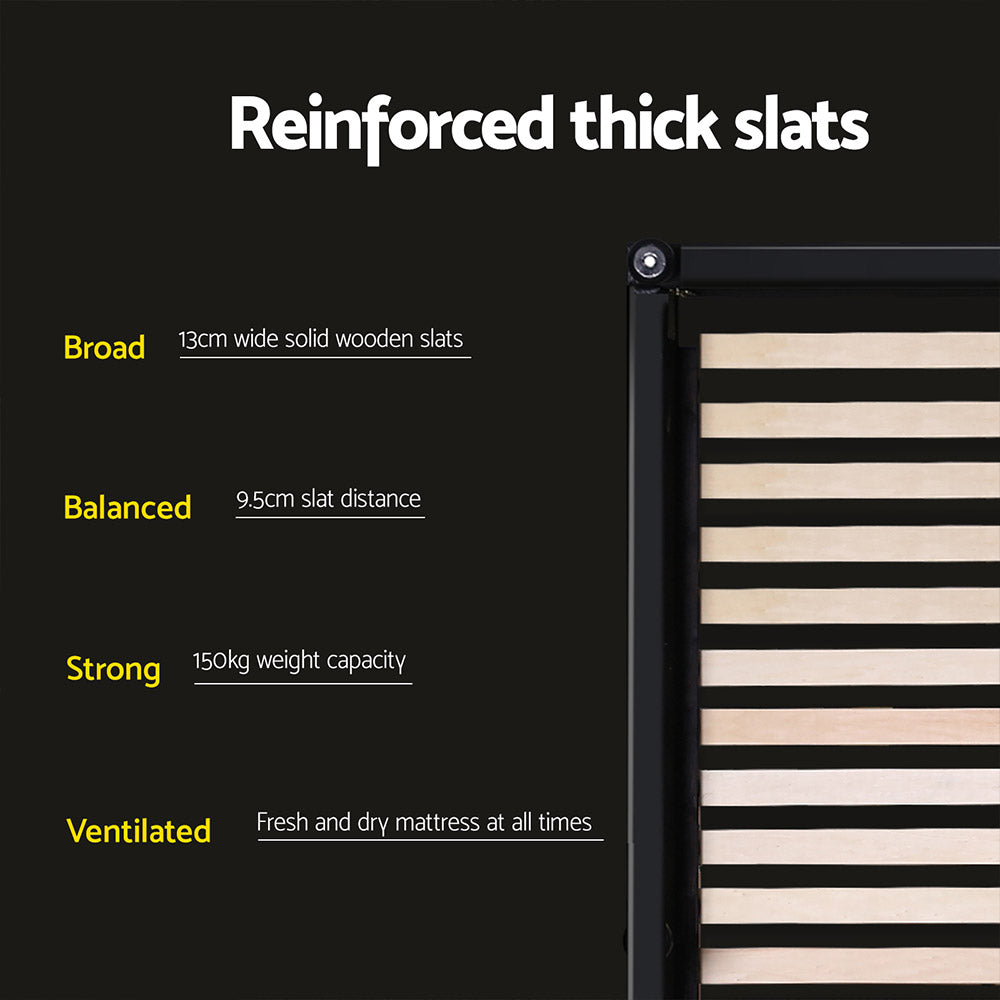 Out of stock! Double Size Bed Frame With Headboard - Black Leather