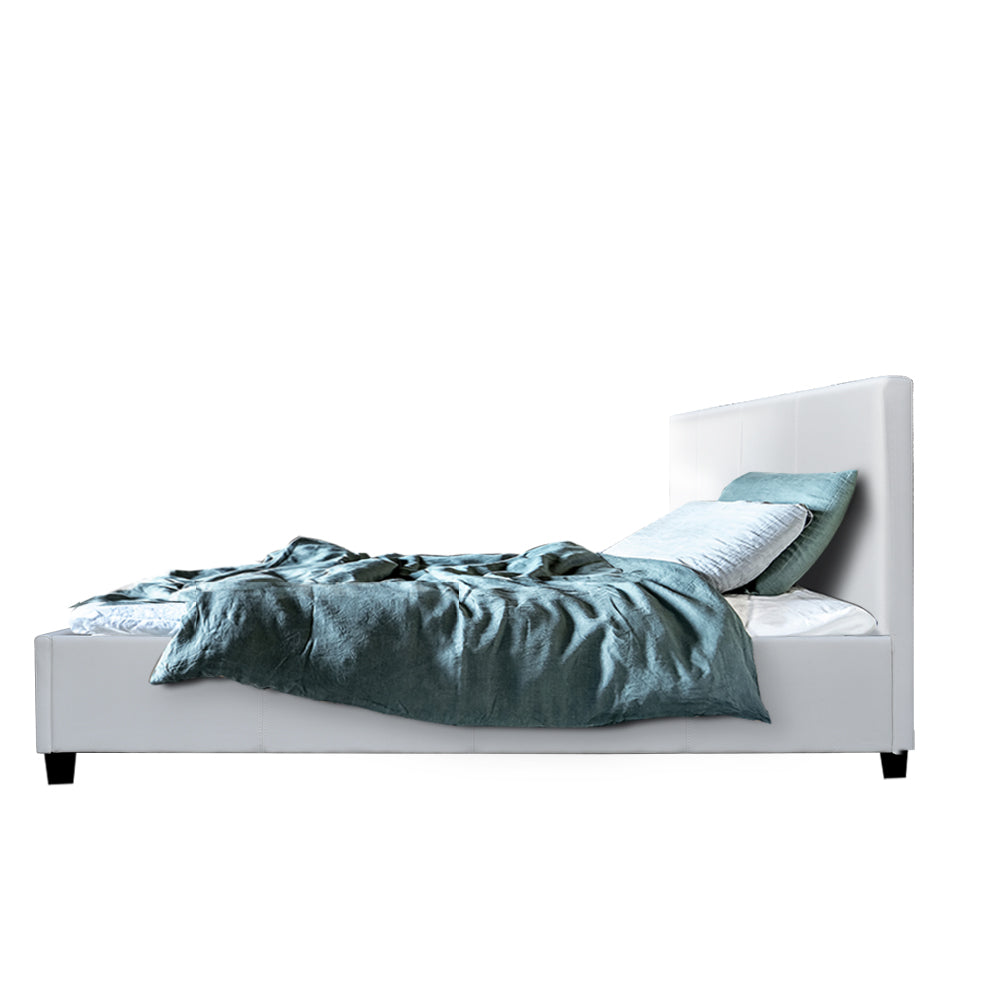 Out of Stock! King Single Bed Frame PU Leather - White