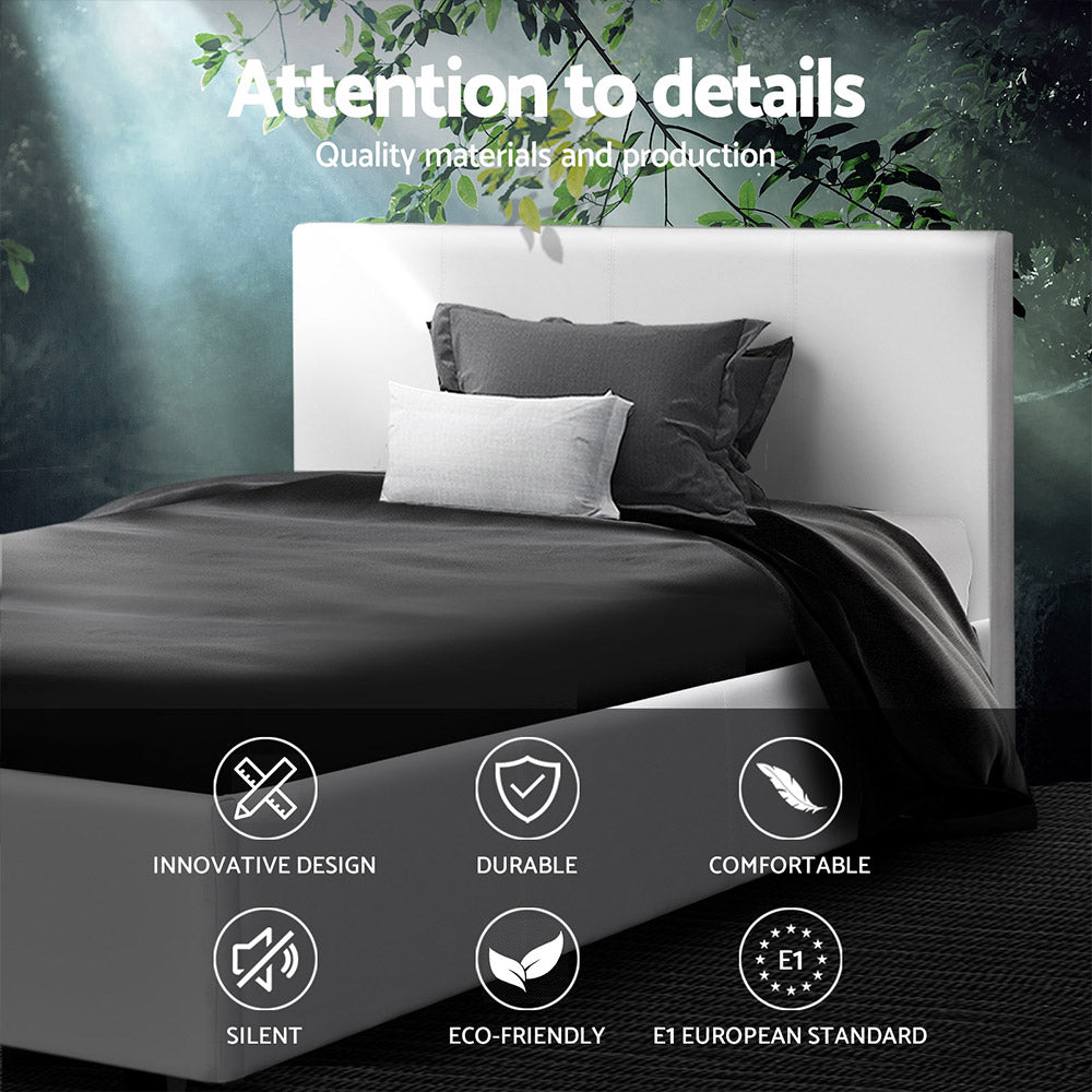 Out of Stock! King Single Bed Frame PU Leather - White