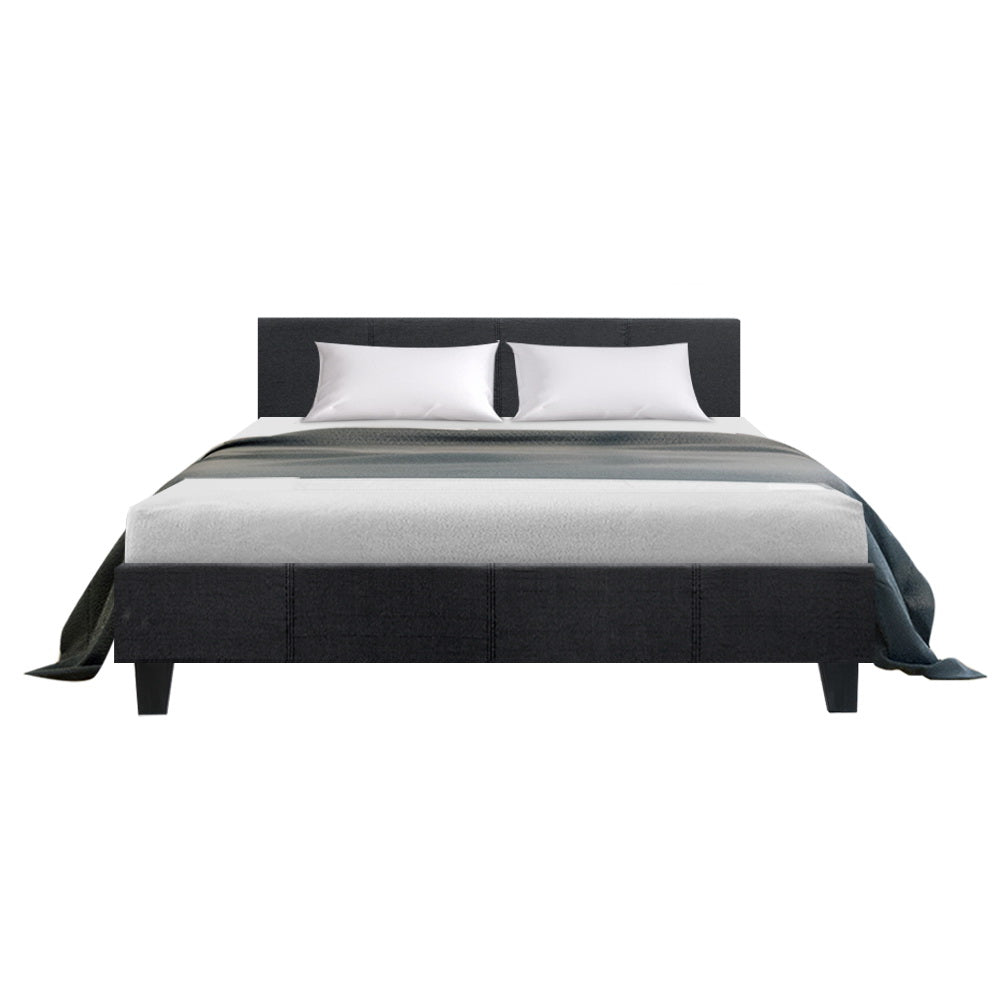 Queen Size Bed Frame With Headboard - Charcoal Fabric