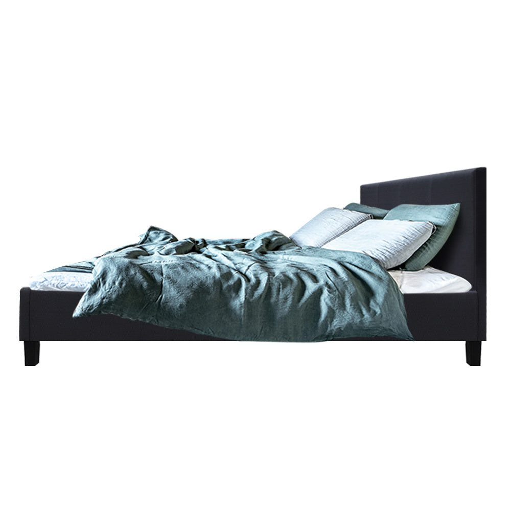 Queen Size Bed Frame With Headboard - Charcoal Fabric