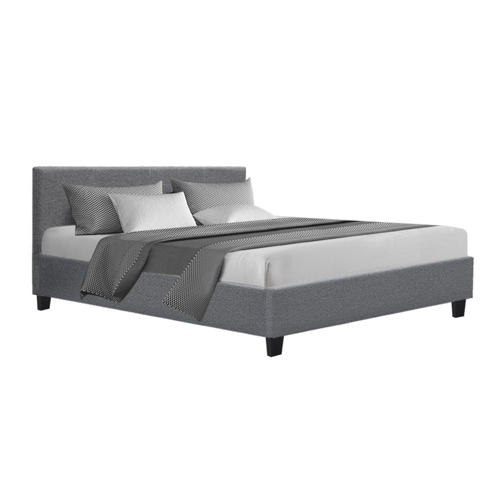 Queen Size Bed Frame Fabric - Grey