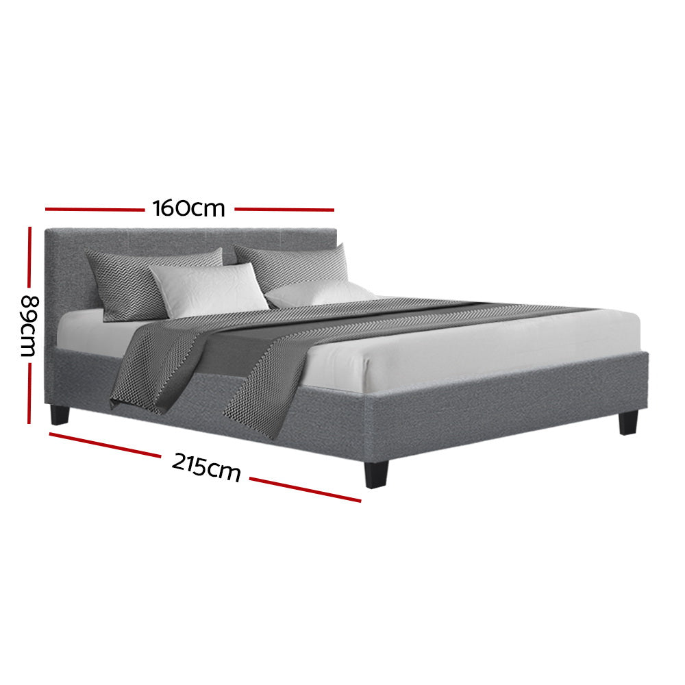 Queen Size Bed Frame Fabric - Grey