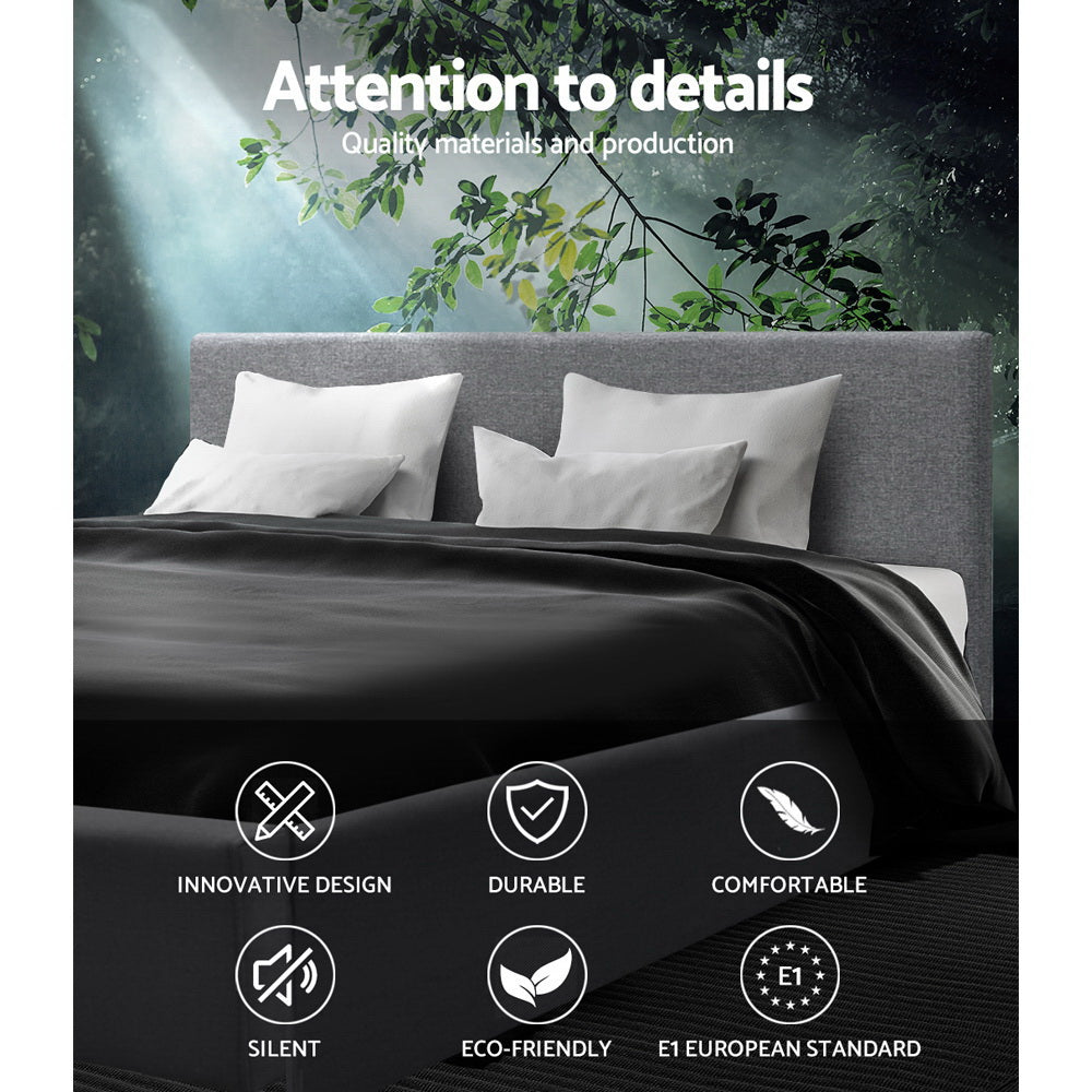 Queen Size Bed Frame Fabric - Grey