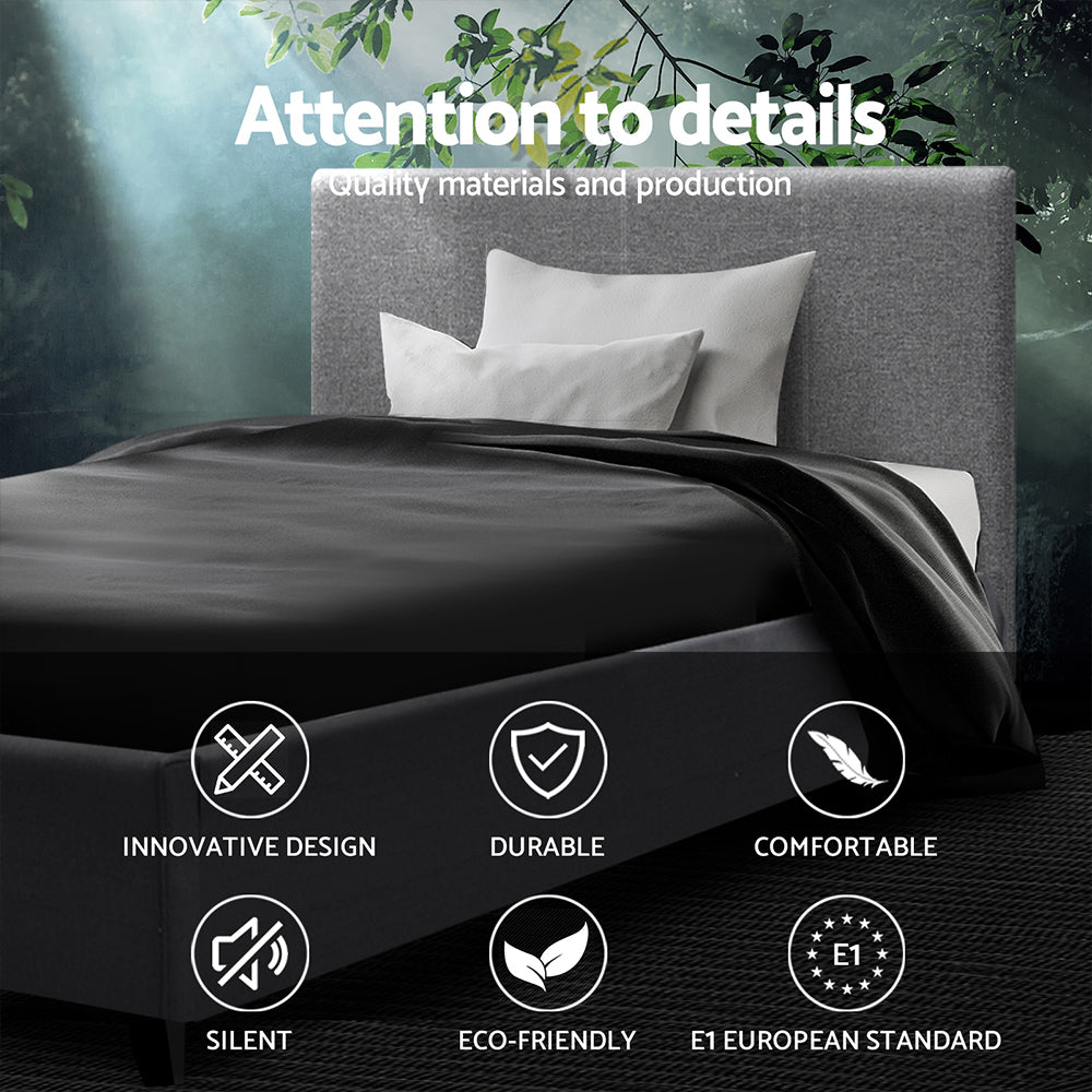 Single Size Bed Frame Fabric - Grey