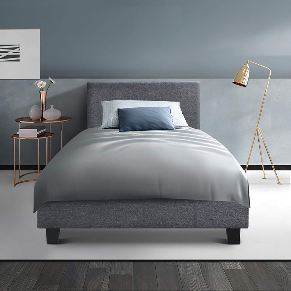 Single Size Bed Frame Fabric - Grey