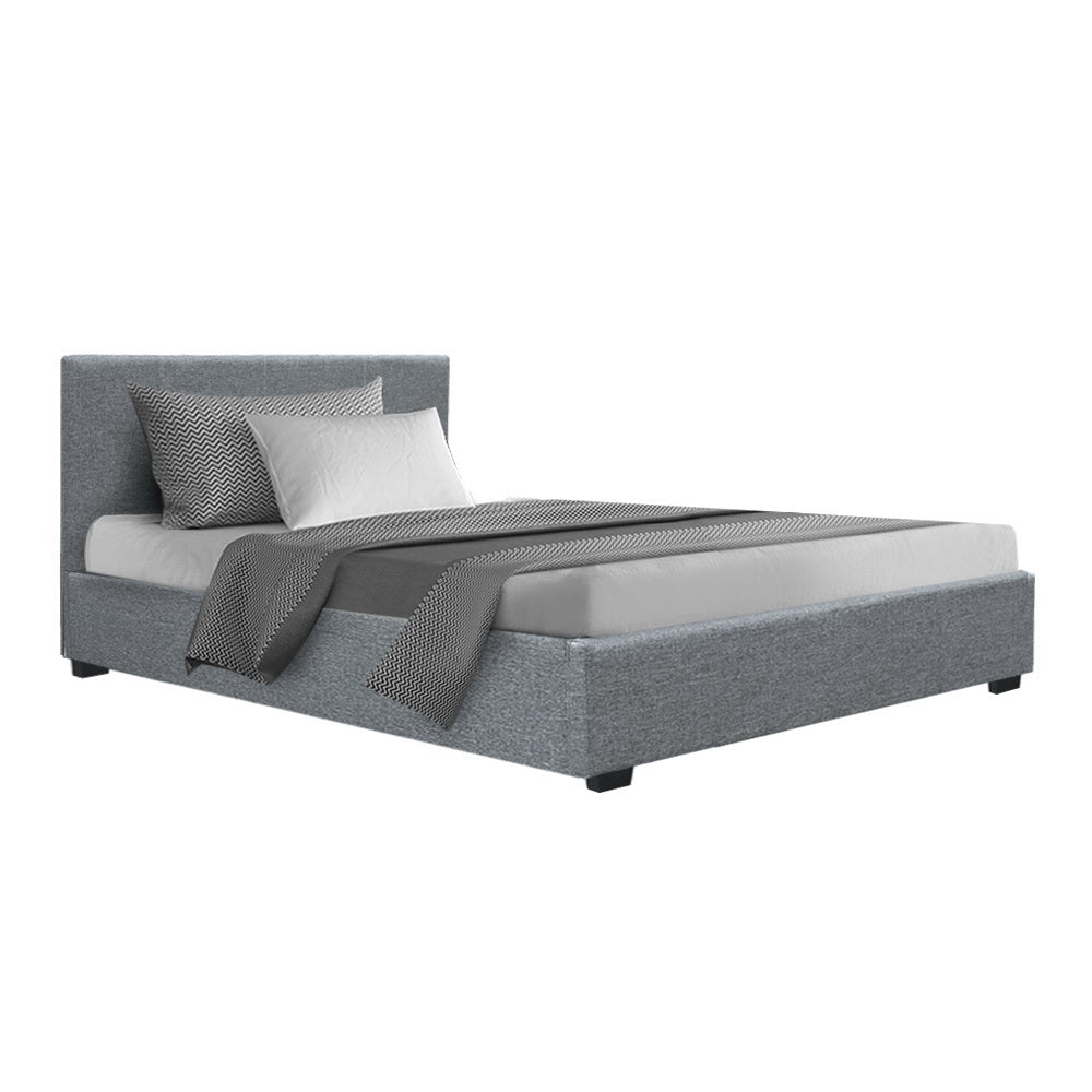 King Single Bed Frame With Gas Lift Storage and headboard - Grey