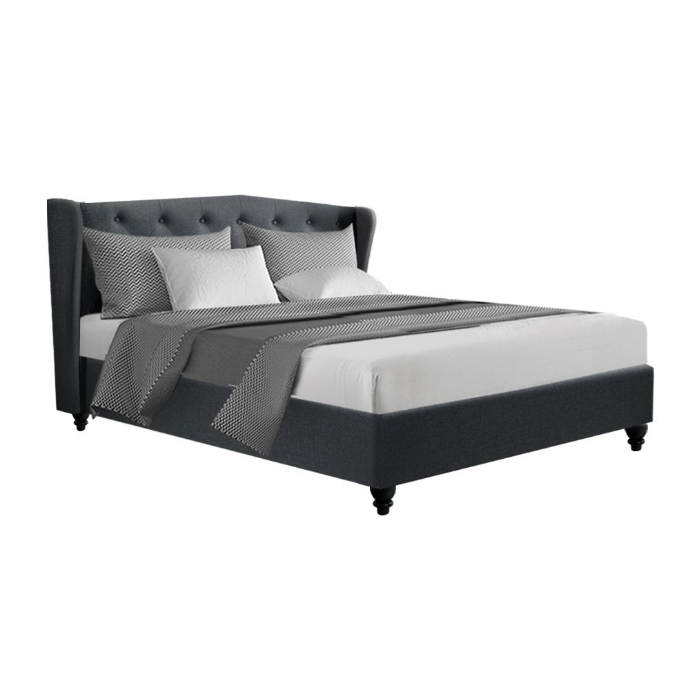 Queen Size Bed Frame With Headboard - Charcoal