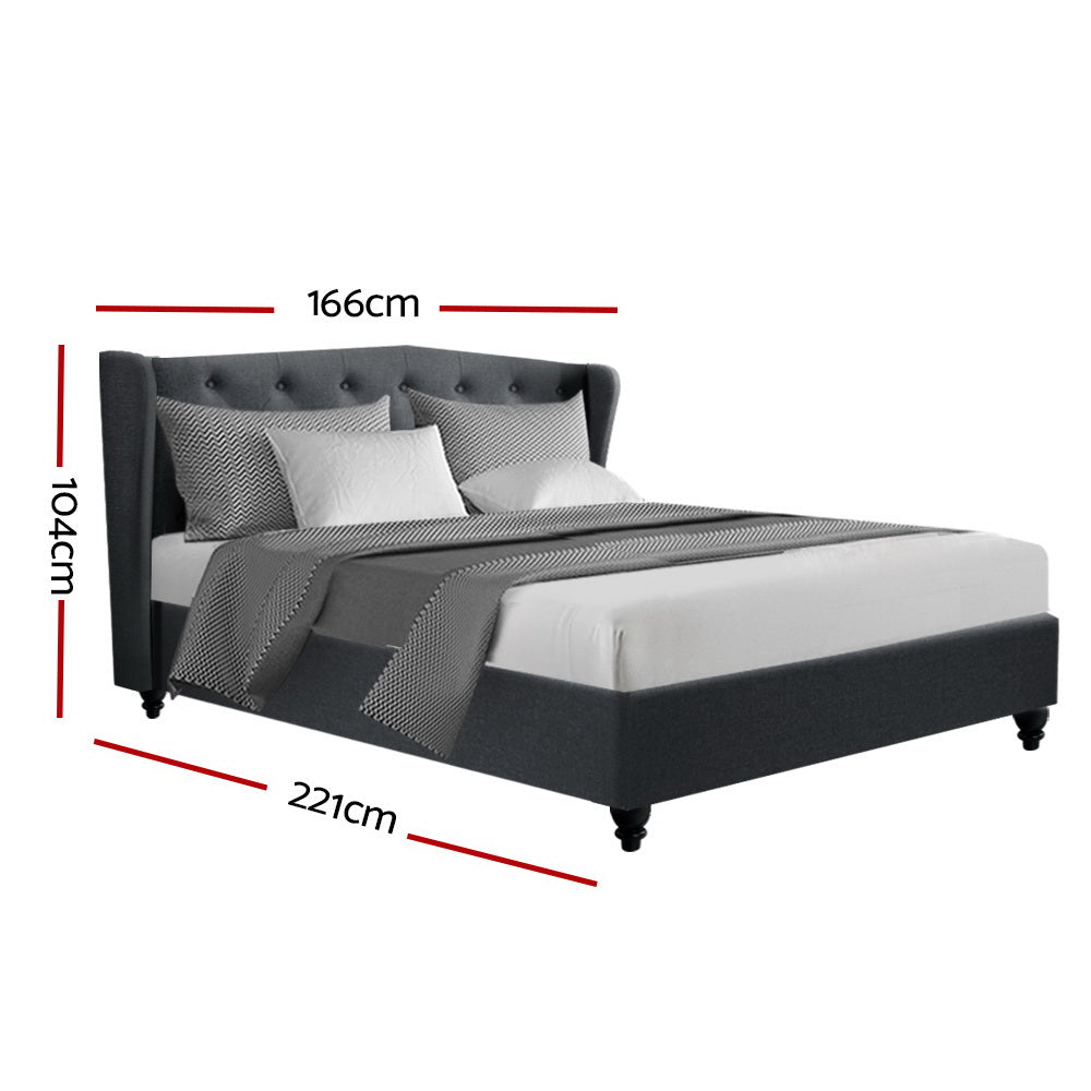 Queen Size Bed Frame With Headboard - Charcoal