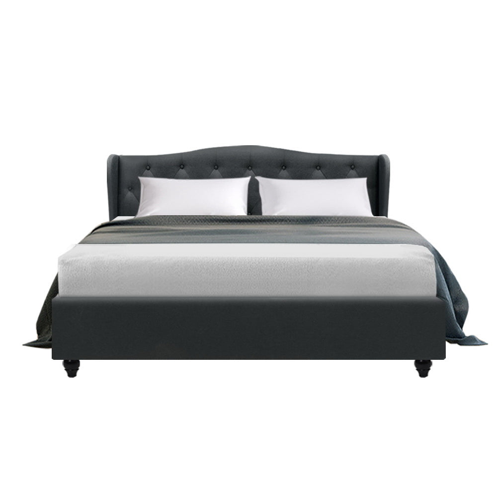 Queen Size Bed Frame With Headboard - Charcoal