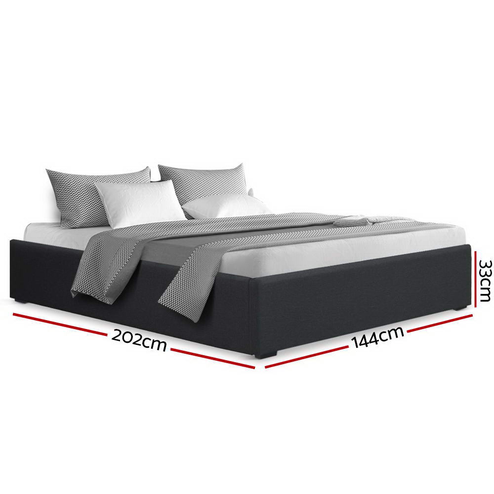 Double Size Bed Frame With Gas Lift Storage - Charcoal