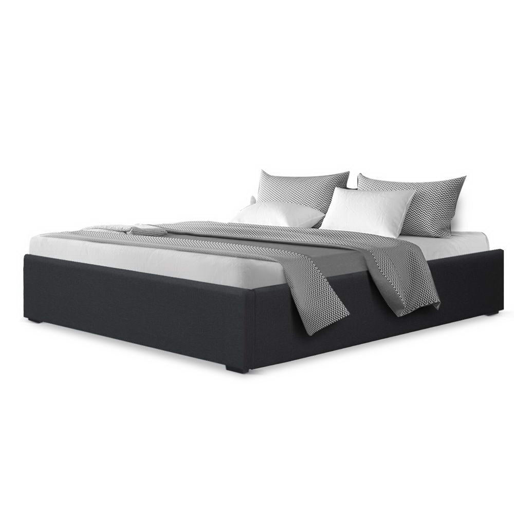 Double Size Bed Frame With Gas Lift Storage - Charcoal